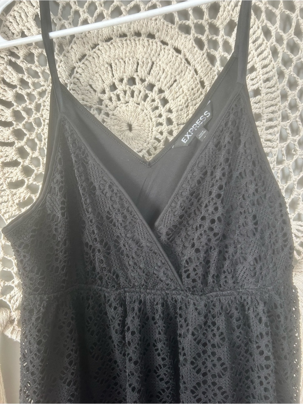 Express Women’s Black Lace Mini Dress with Spaghetti Straps size medium - Picture 3 of 4